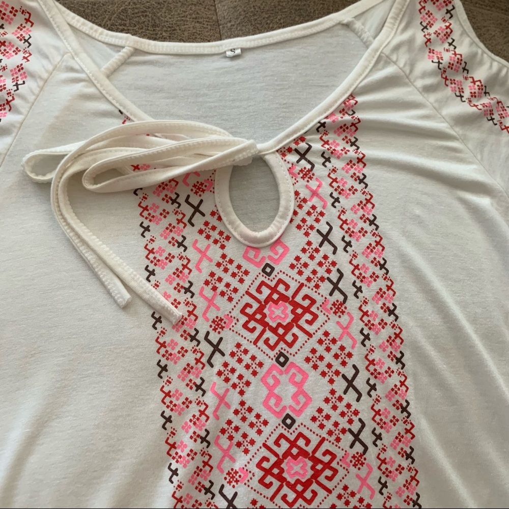 White Cold Shoulder Peasant Blouse - Picture 2 of 4